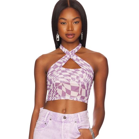 Superdown Moira Cross Over Top in Purple NWOT Size XS - Picture 1 of 3